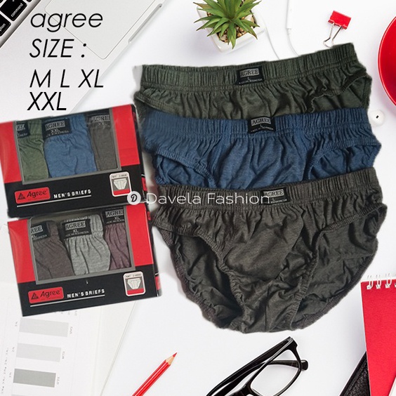 G✉YR.✪ [3pcs] Celana Dalam Pria  AGREE Art.2 - 8886 CD BRIEF PRIA [Size M L XL XXL] Mens Underwear s