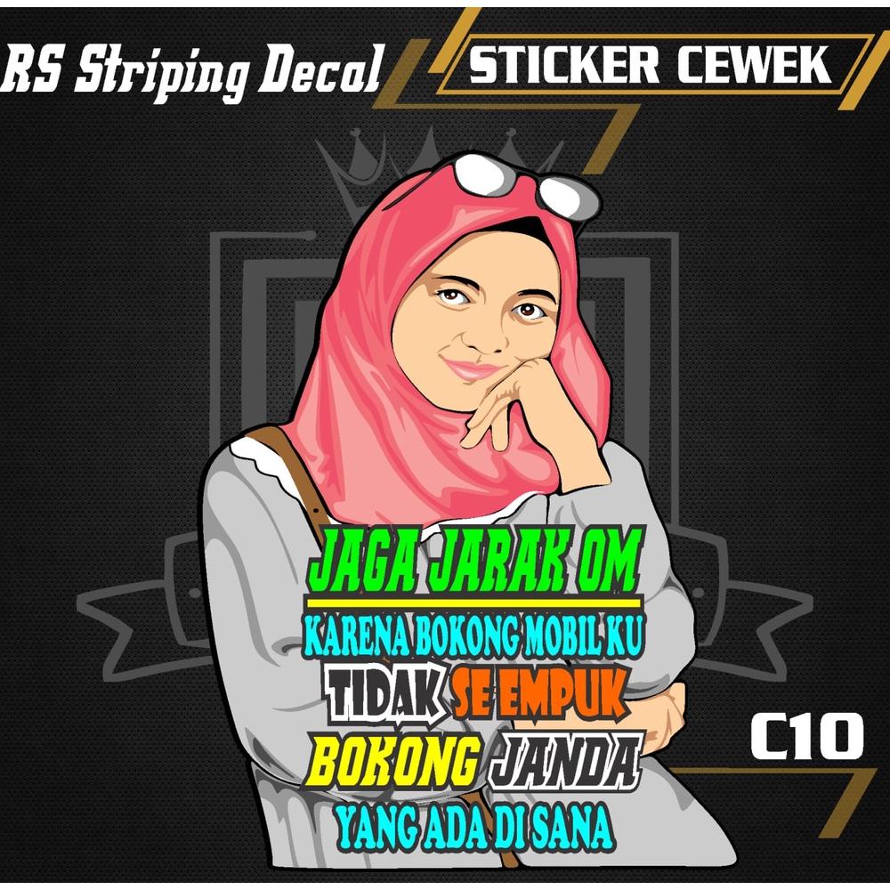 Cod Stiker Cewek vector JAGA JARAK OM decal mobil TRUCK Sticker KATA KATA TRUCK MOBIL custom Sticker