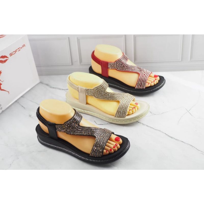 SANDAL FLAT TALI WANITA SOFIYA TERBARU 2213-1