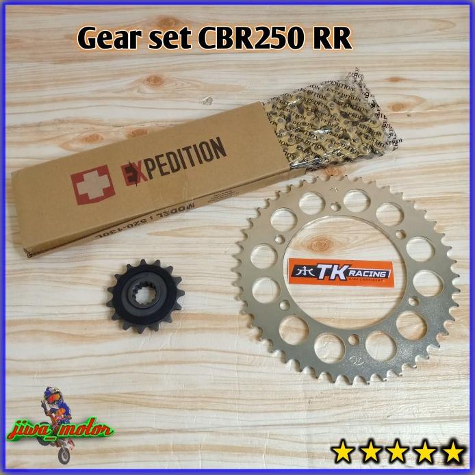 GEAR SET CBR250RR TK RACING ORIGINAL RANTAI EXPEDITION 520 PANJANG 130 REAL