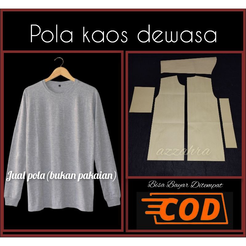 Pola jiplak kaos dewasa lengan panjang(pola instan