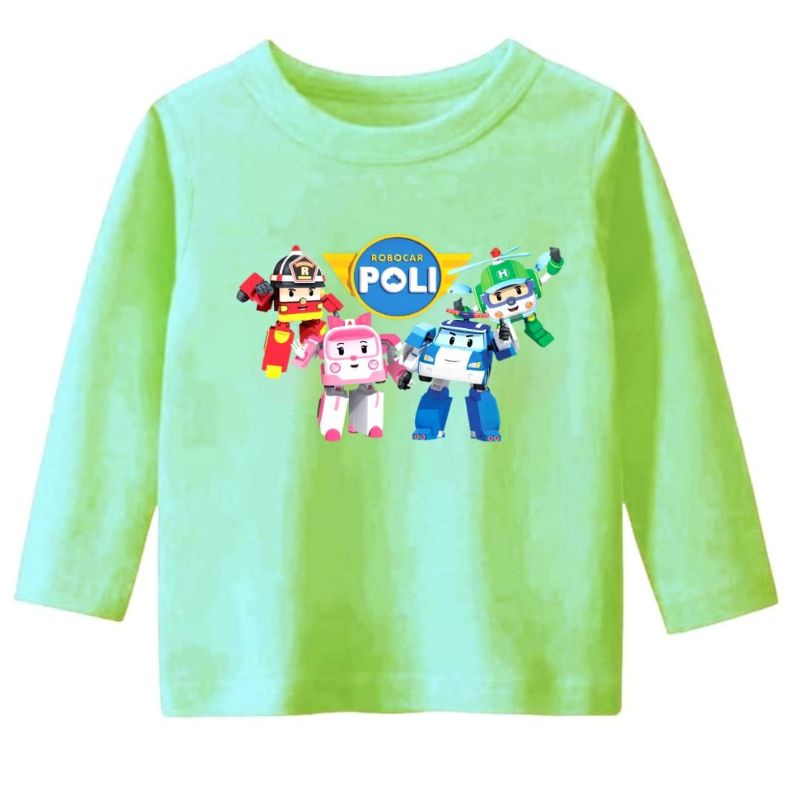 Baju Kaos Lengan Panjang Anak Usia 1-12Tahun ROBOCAR POLI