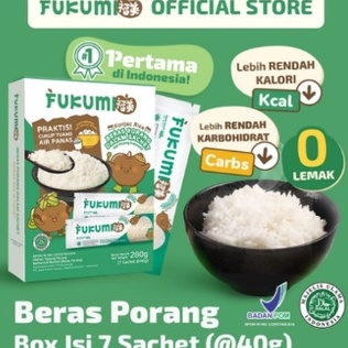

Termurah | KF7 | FUKUMI Beras Porang Box Sachet - Shirataki/Konjac Rice beras diet / beras rendah kalori 7 sachet