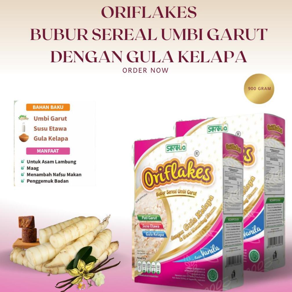 

Oriflakes Gastro Sereal Umbi Garut Rasa Vanila dengan Susu Etawa Mampu Mengatasi Maag dan Asam Lambung Best Seller