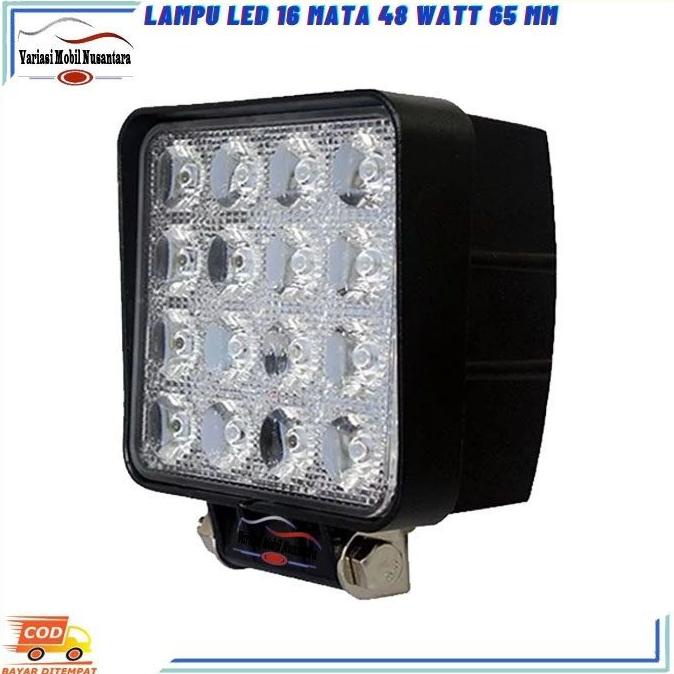 Lampu Led Tembak Sorot Putih Kabut Depan Kotak 16 Mata Variasi Mobil Truk Truck 12-24 Volt