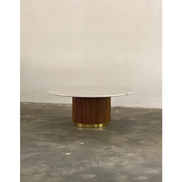 meja makan marmer bulat,meja makan scandinavian,meja makan minimalis,meja makan kayu jati top marmer