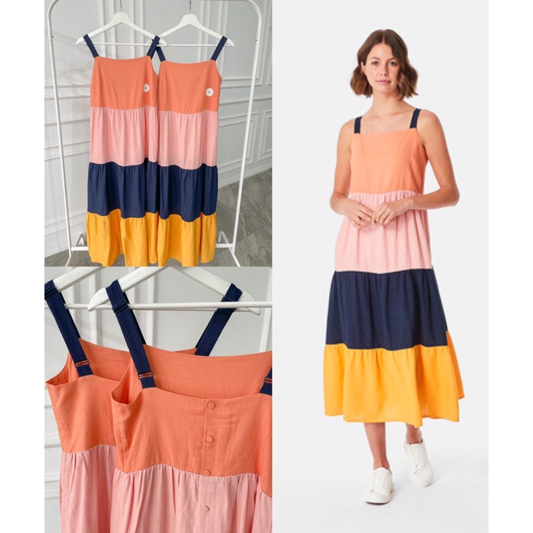 Star Anko Linen Color Block Dress murah