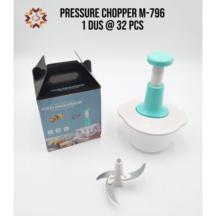 Pressure Chopper Tekan M-796 Blender Press Manual 3 mata pisau Alat Penggiling Daging  Buah Sayur