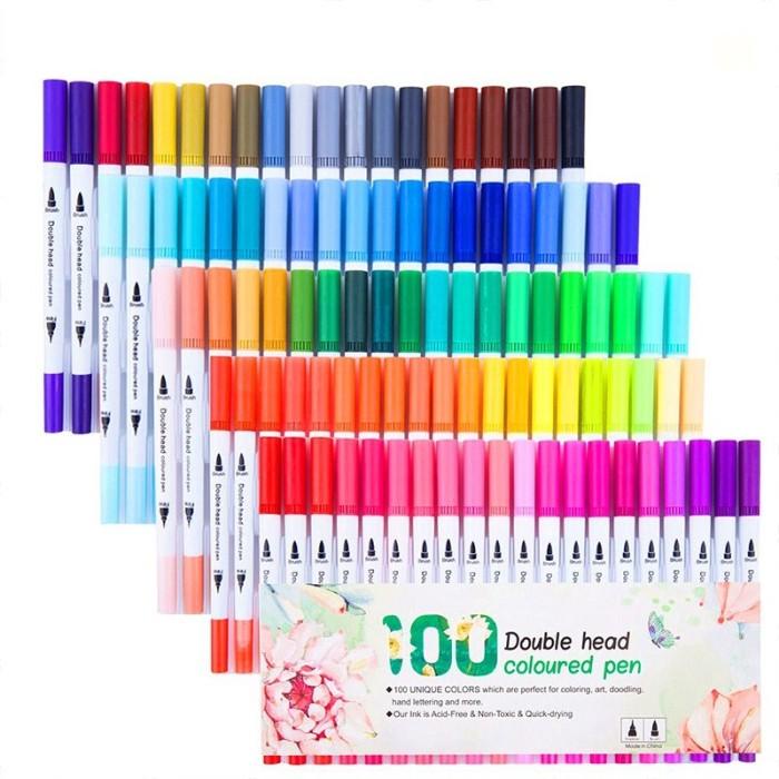 

Best Seller 100 Colors Dual Tip Brush Marker Pen Magicfly Watercolour Lukis Sketsa