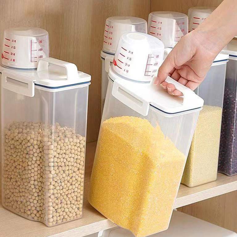 Stok terbatas. 99KHOME Rice Storage Jar 2kg Transparent / Tempat Penyimpanan Beras Sereal Transparan