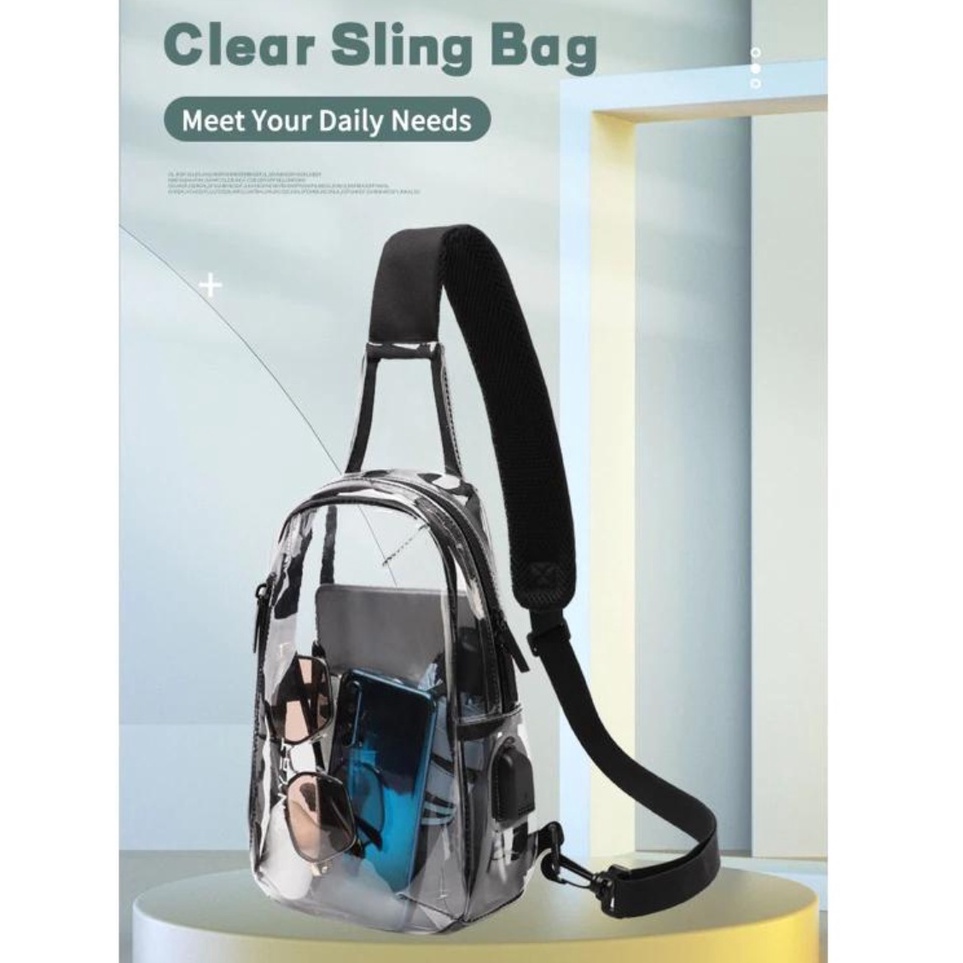 RAMADHAN SALE - [TAS KONSER] WAIST BAG PVC MIKA PLASTIK SELEMPANG PRIA TAS KONSER PANGGUNG KPOP/BTS/