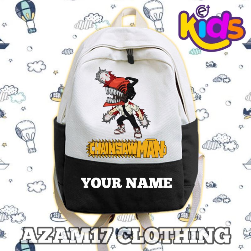 (BISA COD) Tas Rans Kantong Sekolah Anak SD/TK Anime Chainsaw Man Free Tambah Nama Komik Manga Chain