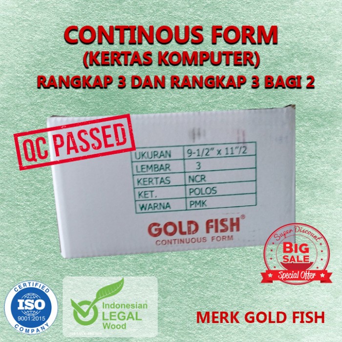 

Aurealiamall Kertas Continous Form 1 Ply 9.5" X 11" K1/ K1 Bagi 2 Kertas Komputer