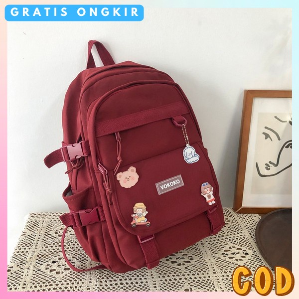 Rqnsel Perempuan Kekinian Ranswl Fashion Wanita Tas Punggung Trendy Taa Bahu Muat Banyak Rancel Tas 