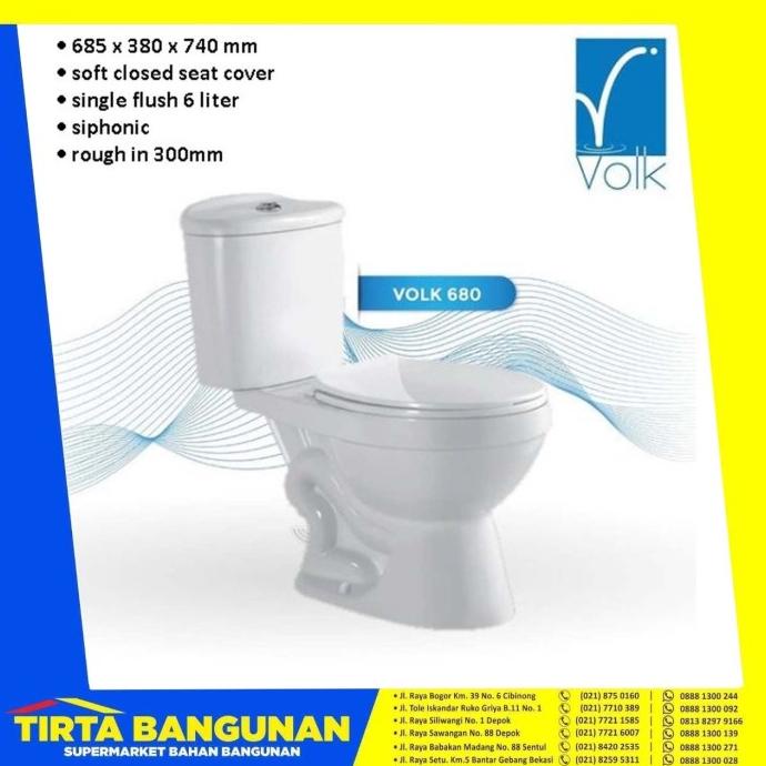 VOLK CLOSET DUDUK SCILLA 680 SINGLE FLUSH 6 LT TOILET TWO PIECE