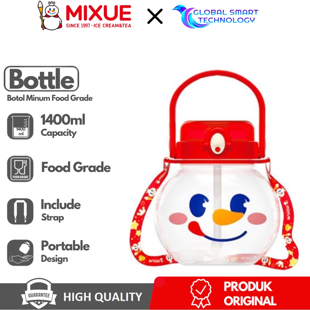 MIXUE Botol Minum Cup Tumbler Bottle Jumbo 1400ml Snow King Big Head Icon Kepala Xuewang Original