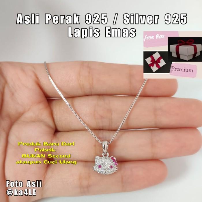 Hiasan Kalung Anak Perempuan Hello Kitty Perak Asli Silver 925 Lapis Mas