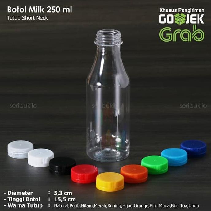 Botol Plastik 250 Ml Milk / Botol Pir Milk 250 Ml - Tutup Short Neck