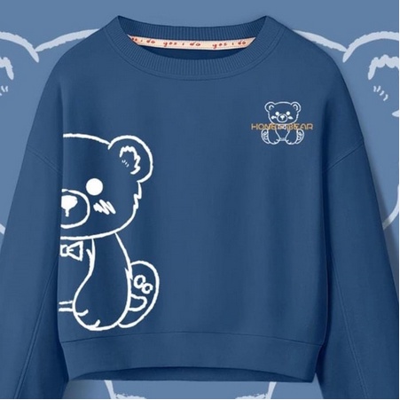 Honey Bear Crop Sweater Premium Outerwear Basic Crewneck Remaja Wanita Korean Style