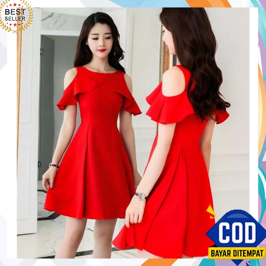 Dress Pendek Wanita Selutut Korean Style Tunik Busui Simple Midi Bahan Adem Premium Baju Dewasa Terb