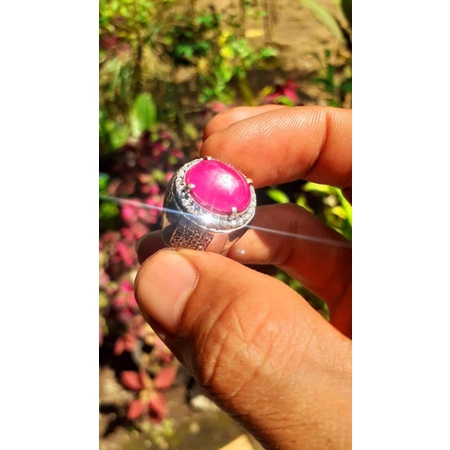 natural [RUBY BURMA REDISH PINK HEAT ONLY] super kristal clean emban cincin pria wanita ring perak 9