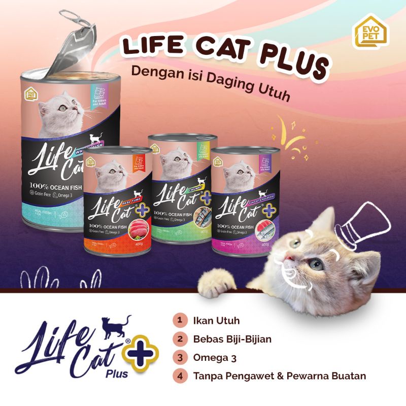 life cat kaleng plus makanan basah kucing all stage