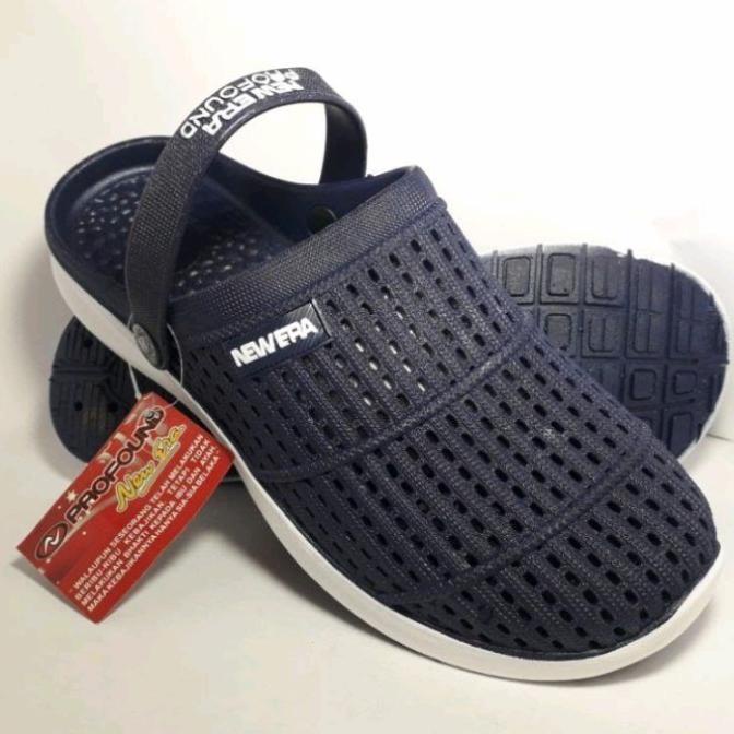 Sepatu sandal Pria New Era Tali belakang Sandal slip on full karet ant