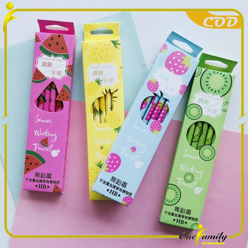 

ONE-A49 Pensil Kayu Set 12IN1 Motif Buah Dengan Penghapus Praktis / Pensil 12pcs Alat Tulis Sekolah Pencil Fruits With Eraser Import