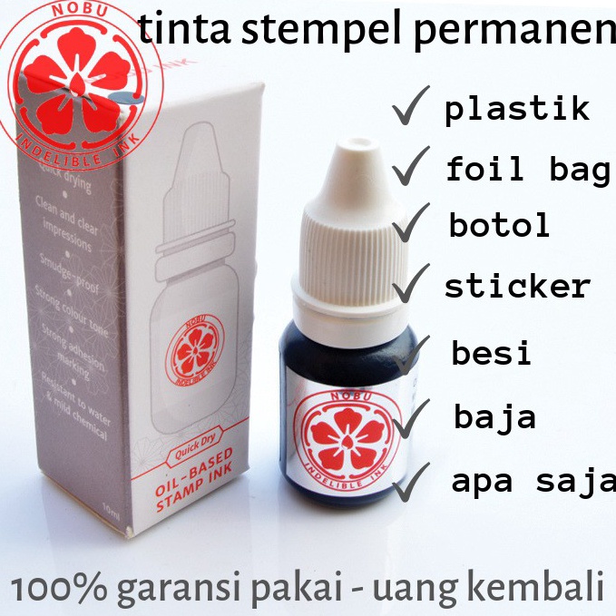 

Seller.. Tinta stempel permanen expired date - kode produksi ke plastik kemasan, foil bag, sticker | Nobu Ink 99
