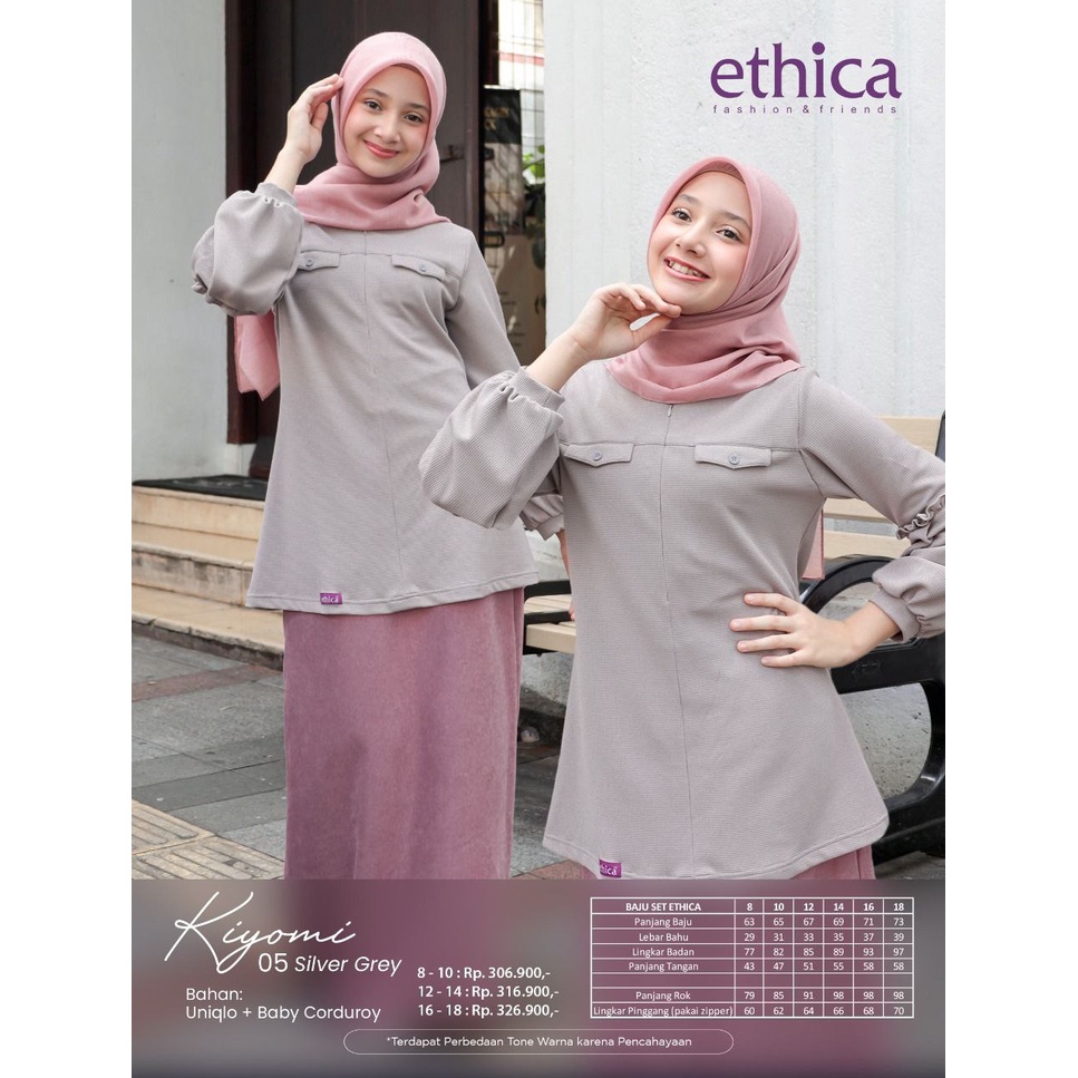 SETELAN ANAK REMAJA ETHICA KIYOMI 05 SILVER GREY ATASAN TUNIK