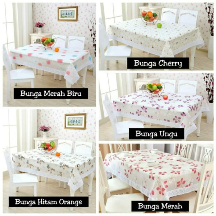 Taplak Meja Makan Plastik Tebal 6 Kursi Import