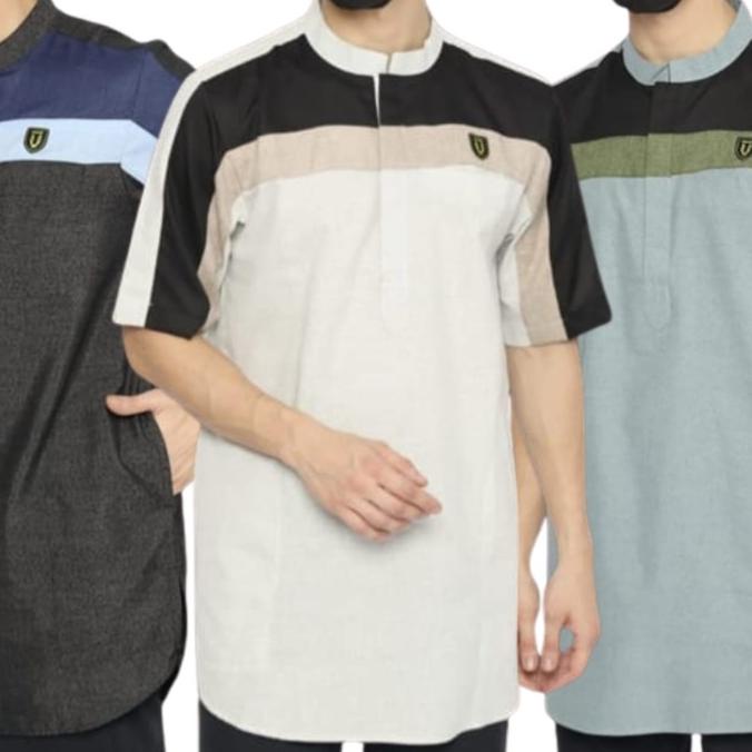 Baju Koko Kurta Pria Dewasa Lengan Pendek Uhud 033