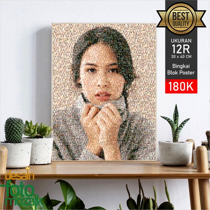 Edit Foto Mozaik dengan Frame Block Poster ukuran 12R dll.