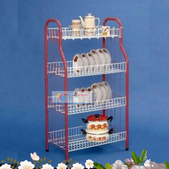 Rakpiring Rak Piring Wastafel Stainless 4 Susun Jumbo / Rak Dapur Serbaguna