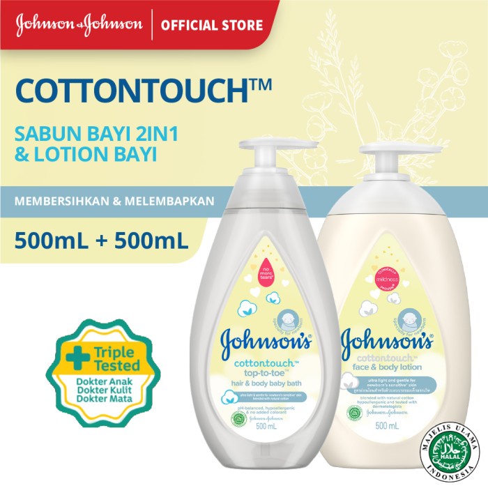 Johnson'S Cottontouch Bundle Hair & Body Baby Bath + Baby Lotion 500Ml