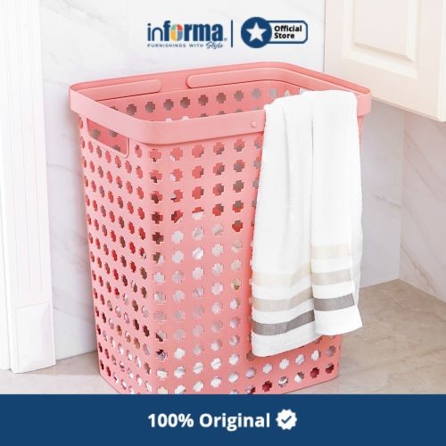 Lauba Informa - Keranjang Pakaian - Laundry Basket With Handle Pink