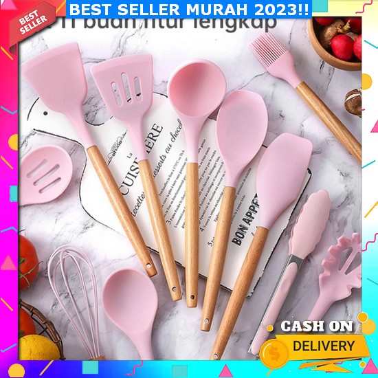 Alat Masak Lengkap Stenlis Warna Lengkap Sotil Nasi Goreng Alat Perlengkapan Sspatula Silikon Tahan 