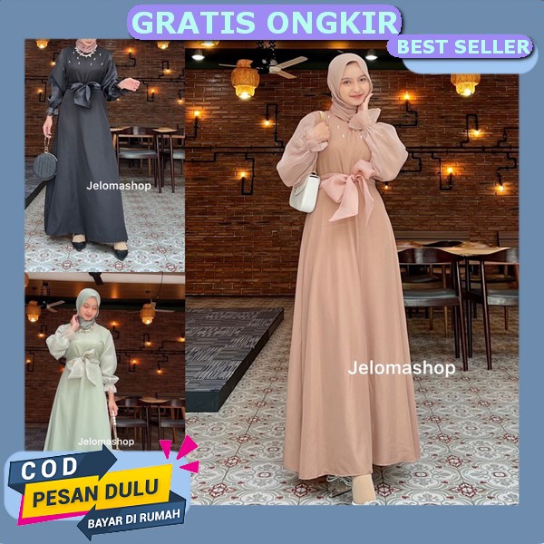 Kinara Syar'I Set Khimar / Gamis Syari Set Model Terbaru / Gamis Ceruty Babydoll Premium / Gamis Sya