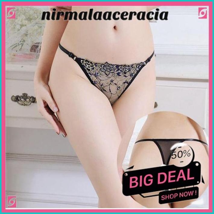 CELANA DALAM WANITA SEXY JUMBO G STRING BORDIR TRANSPARAN BISA DIUBAH UKURAN THONGS SEXY  