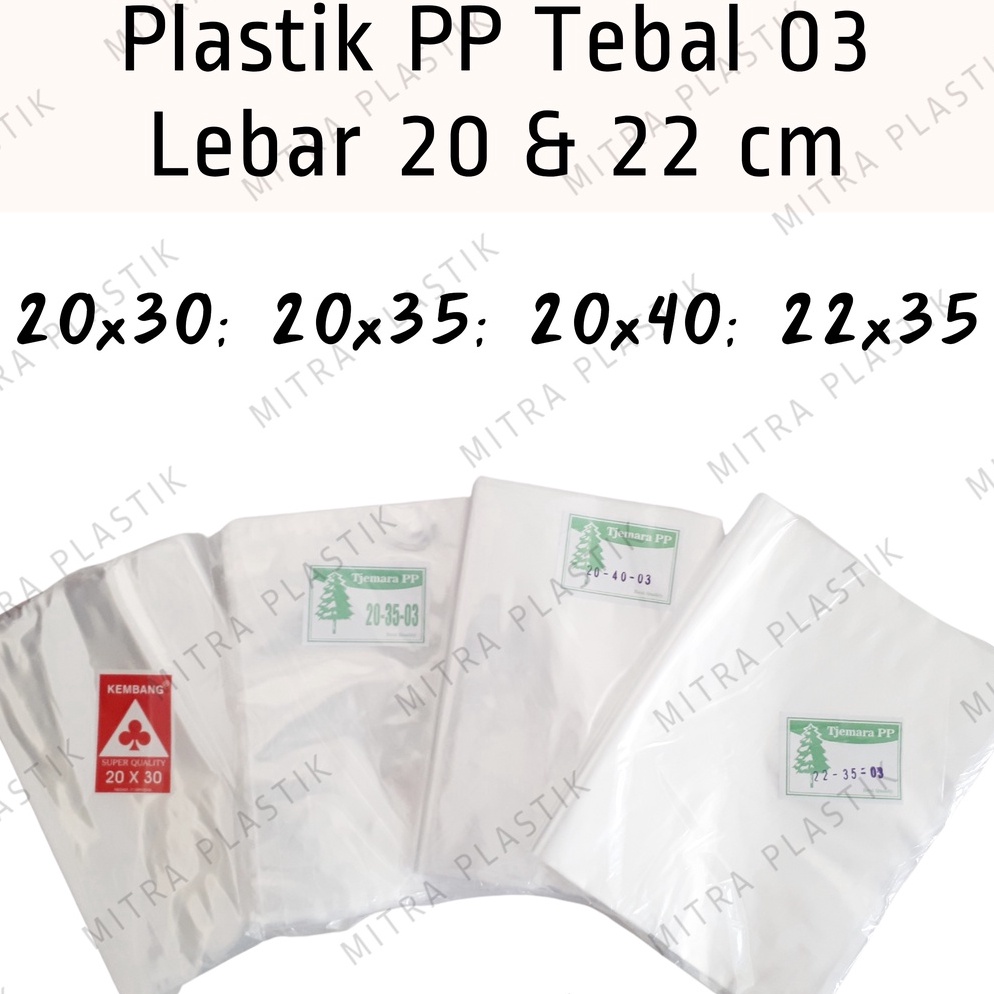 

[7FC] Plastik PP Lebar 20 & 22 Tebal 03 20x30 20x35 20x40 22x35 Kantong Plastik Bening Transparan 54