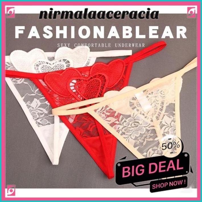 CELANA DALAM WANITA SEXY TIPIS MINI LOW WAIST G STRING BORDIR T-BELAKANG  