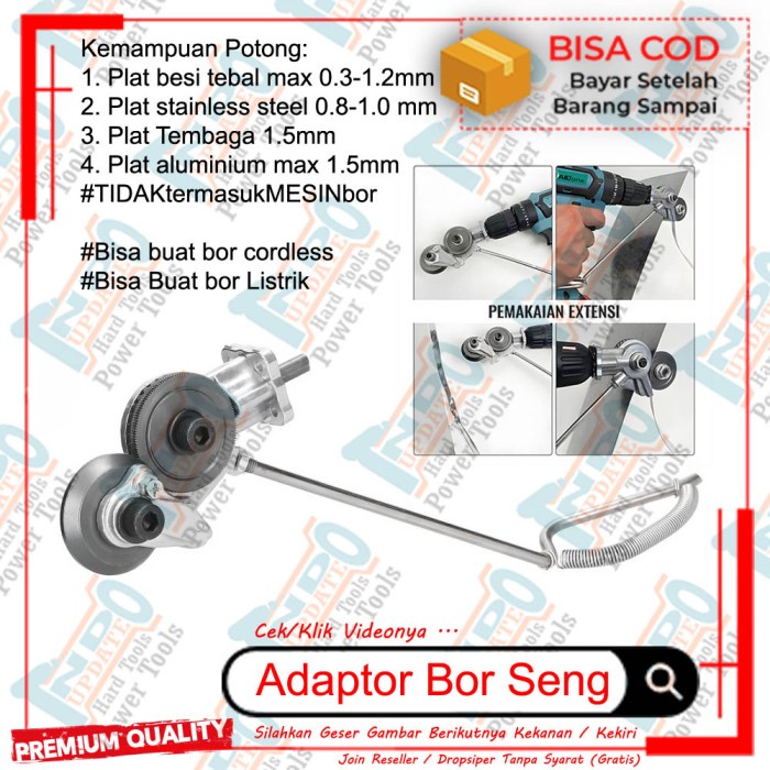 Terlaris Adaptor Mesin Bor Alat Potong Gunting Plat Besi Pelat Seng