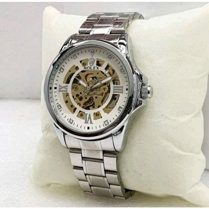 Jam Tangan Automatic Rolex Stainliss Steel Tanpa Baterai Kasual Fashion Bayar Dirumah