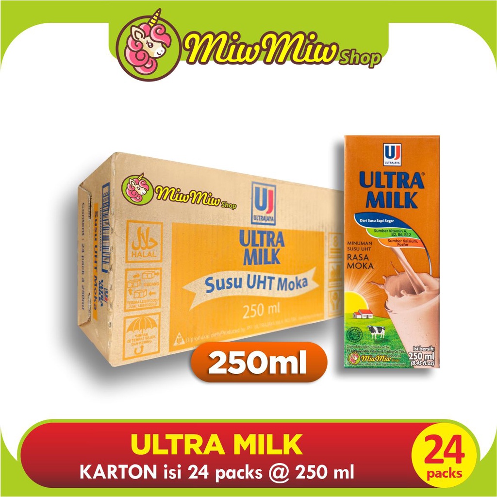 ULTRA MILK (Susu UHT Ultrajaya) 250 ml – GROSIR Karton isi 24 Pack