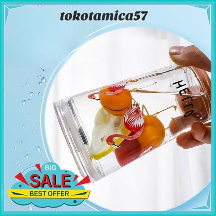 TUMBLER KACA KARAKTER GLASS WARE CUP GELAS CUP MOTIF + SEDOTAN KACA HOT SALE