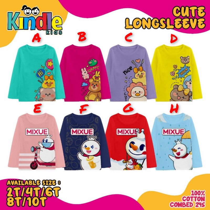 Kaos Anak Perempuan Panjang Mixue 2-10T