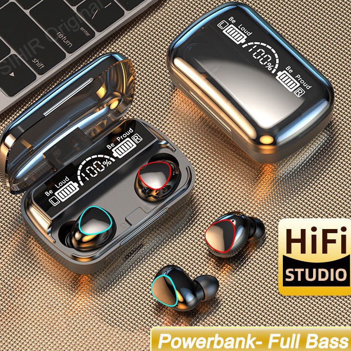 TERBAIK TWS M10 Headset Bluetooth Full Bass HiFi Stereo Sound Earphone Wireless Waterproof Super wit