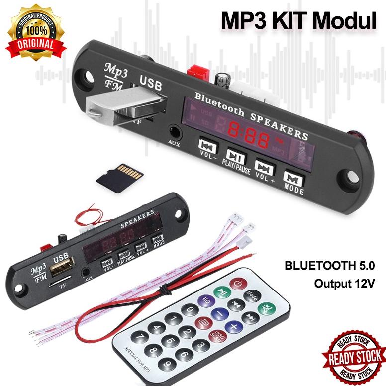 New Original Mp3 Kit Modul 12V / 5V Bluetooth 5.0 Fm Radio Usb Player Bluetooth Speaker Remote Control Pemutar Lagu Mp3 Bt Modul Kit Tanpa Amplifier