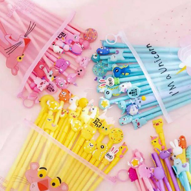 

Seller (12pcs atau 20pcs) Pen karakter/pen fancy/pen kantong/pen mix /pen dapet pouch/pen 12/20pcs + dompet 02Q