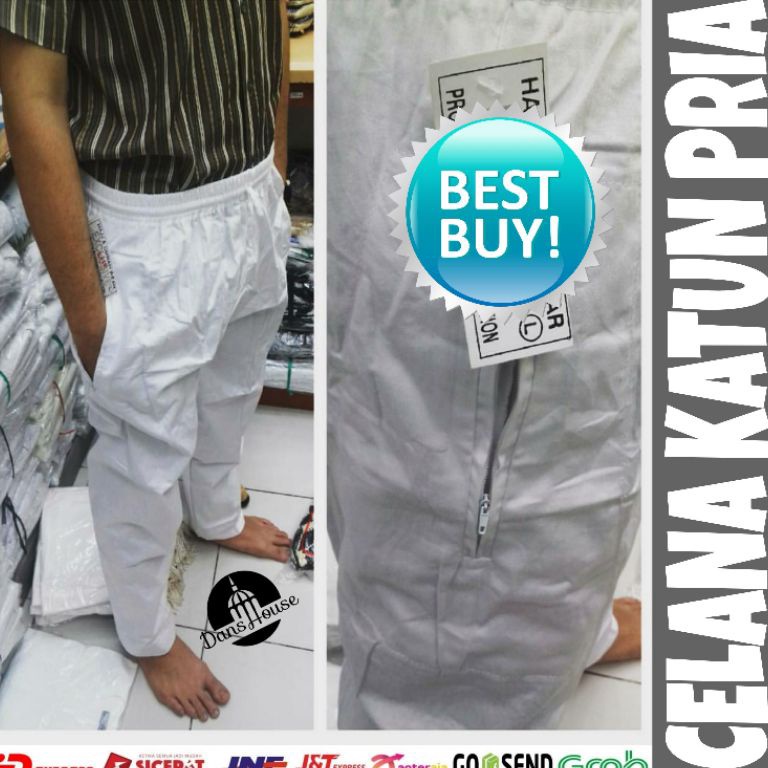 [D.H➛N☀> Celana Katun Celana Shalat Ihrom Haji Umroh Hitam Putih trendings